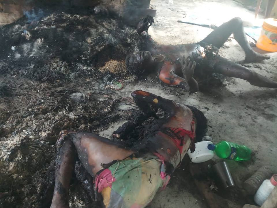 Charred bodies of the couple who were burnt alive